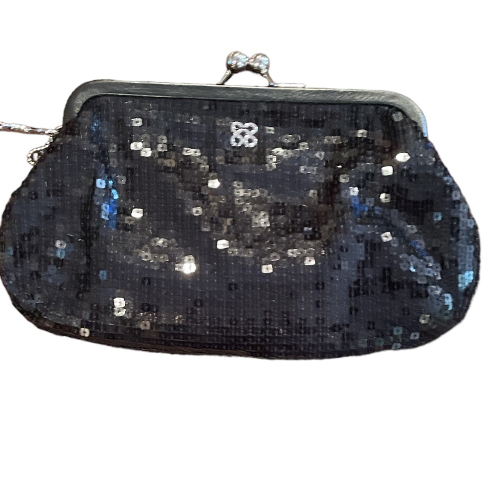 NWOT Coach Black Sequin Kiss lock Clutch Wristlet